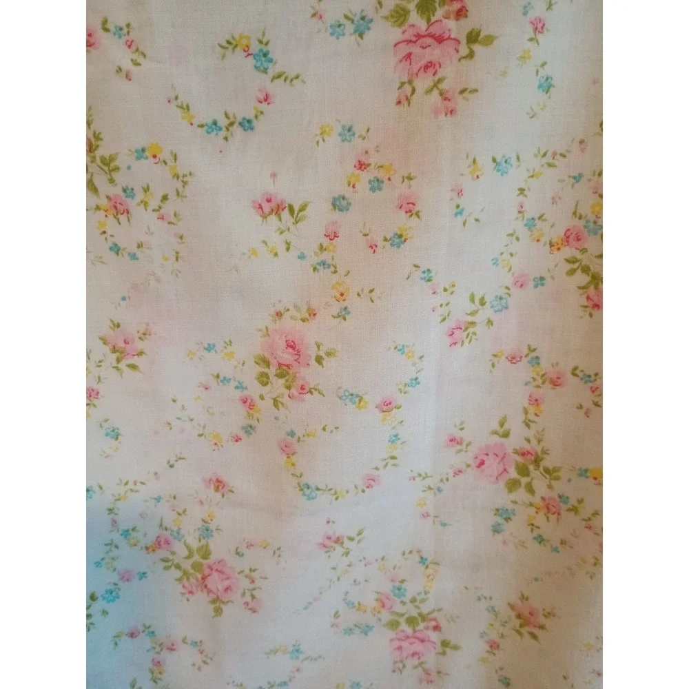 VTG Cannon Monticello Bed Sheet Full Flat Sheet Blue Roses Floral 81 X 104‎ IN